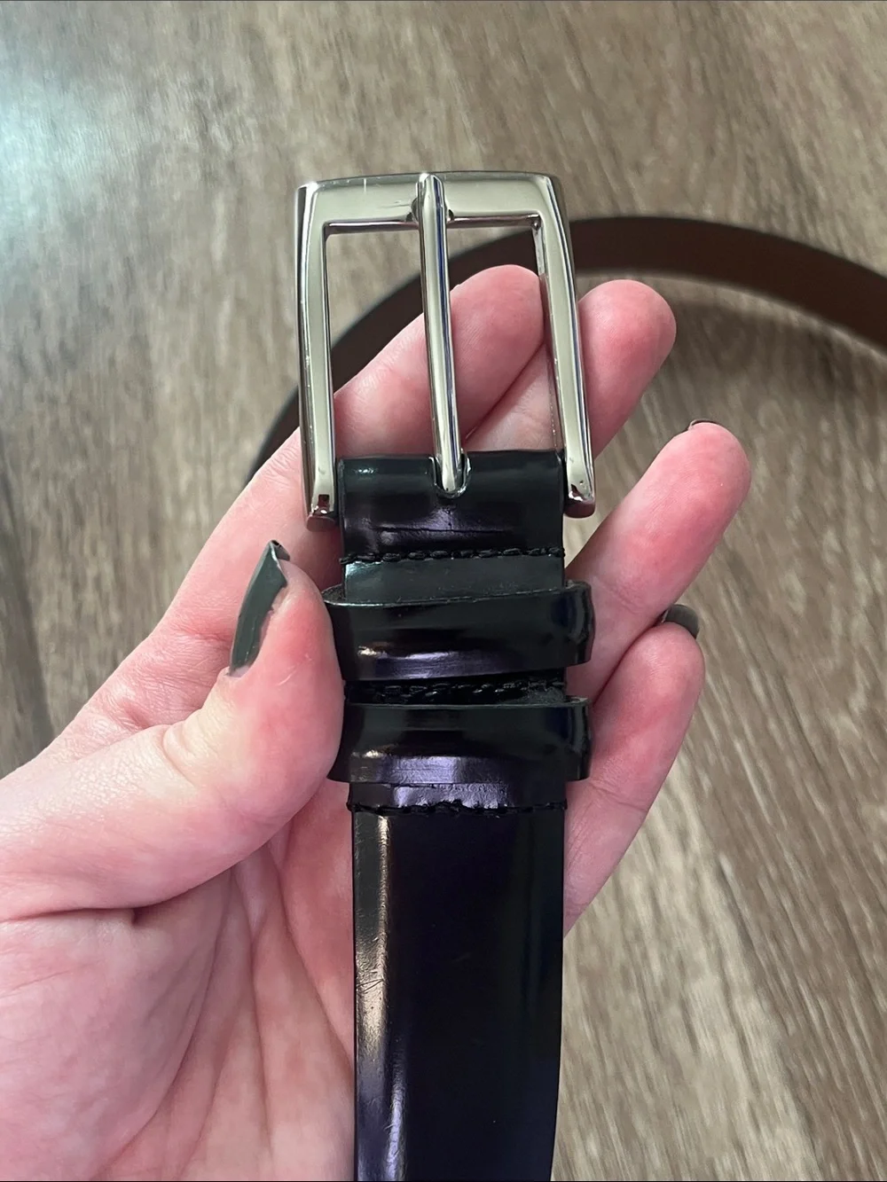 Allen Edmonds Classic Black Leather Men’s Belt with Silver Buckle